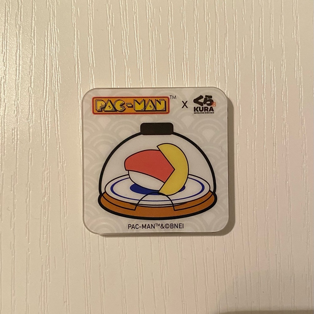 Pac Man Kura Sushi Collab Sticker turned into a Magnet Used